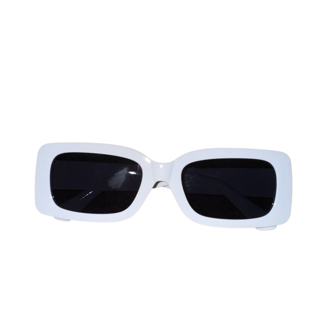 White Rectangular Sunglasses - Picture 2 of 4